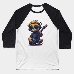 Cool Sloth Play Guitar Baseball T-Shirt